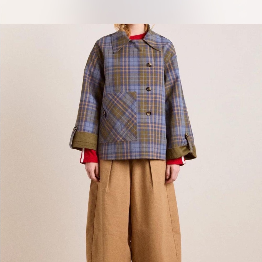 Damson Madder Plaid Double-Breasted Trench Coat